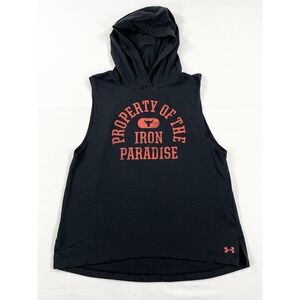 Under Armour Project Rock Iron Paradise Hooded Tank Street Gym Black Women's XS